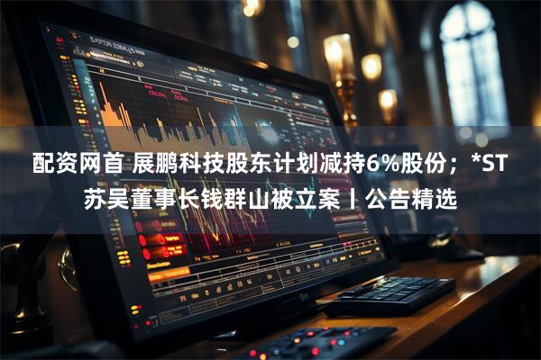 配资网首 展鹏科技股东计划减持6%股份；*ST苏吴董事长钱群山被立案丨公告精选